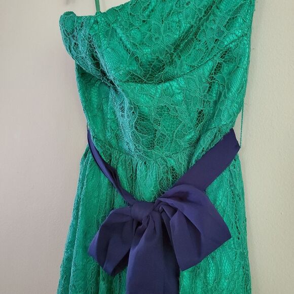 Urban Outfitters ThistlePearl Green Lace Strapless Dress Size 4 - Picture 4 of 7
